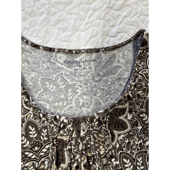 Croft & Barrow Green Floral Print Flowy Long Sleeve Blouse size medium - Picture 3 of 6